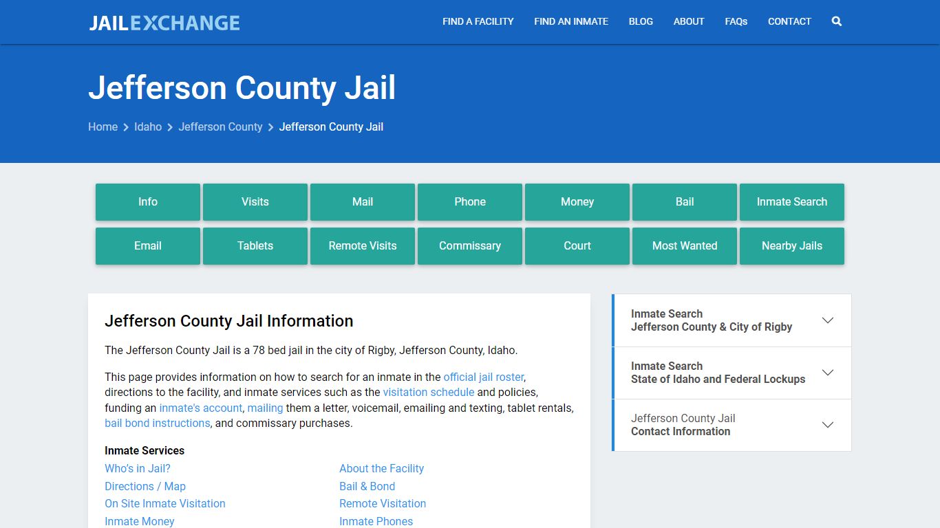 Jefferson County Jail, ID Inmate Search, Information