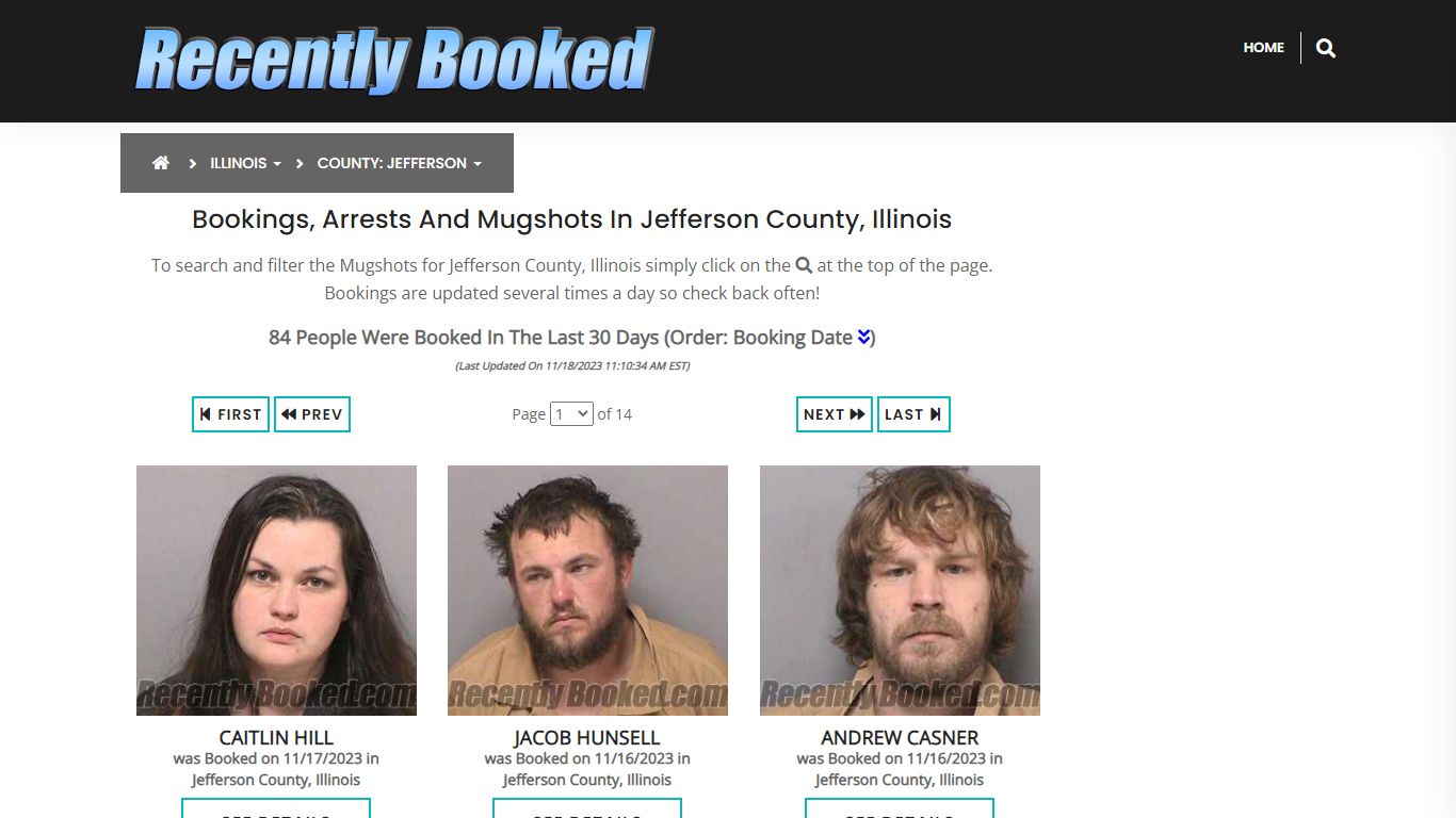 Recent bookings, Arrests, Mugshots in Jefferson County, Illinois
