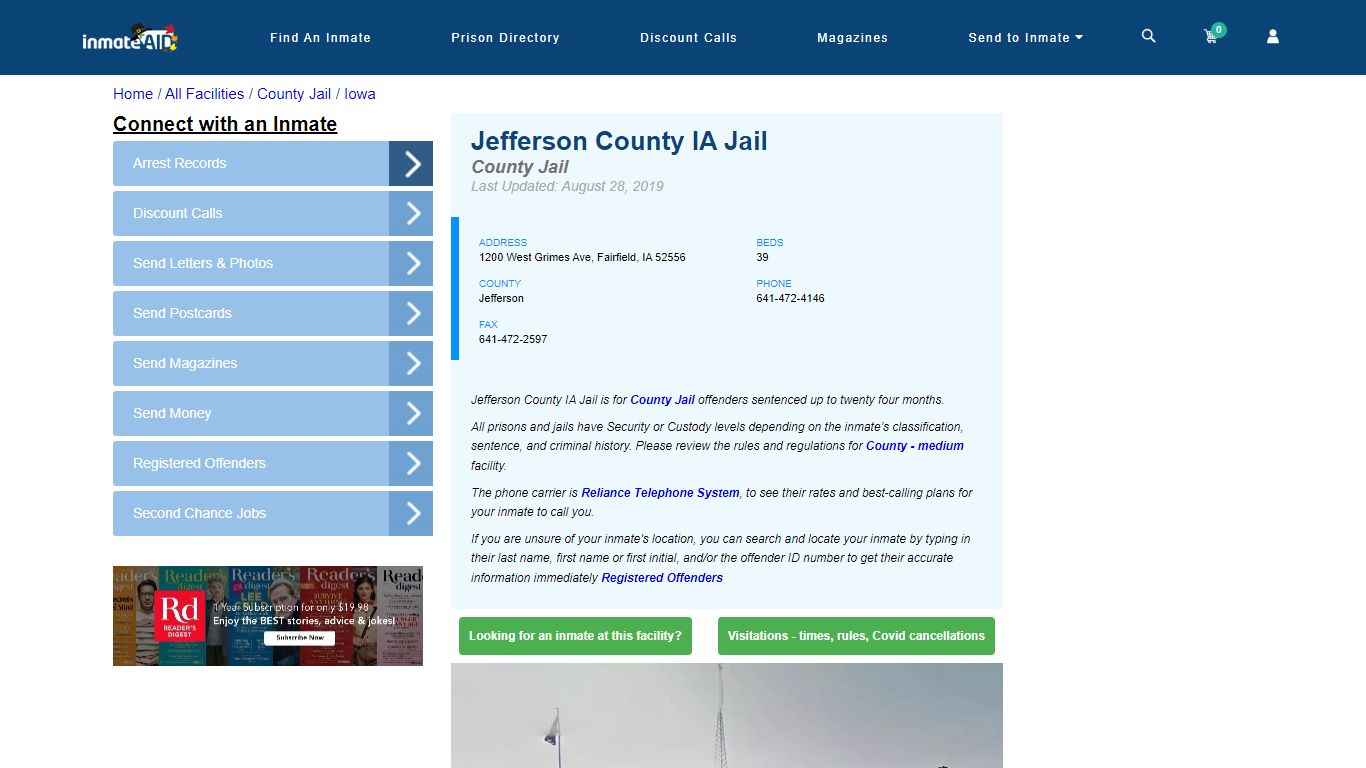 Jefferson County IA Jail - Inmate Locator - Fairfield, IA