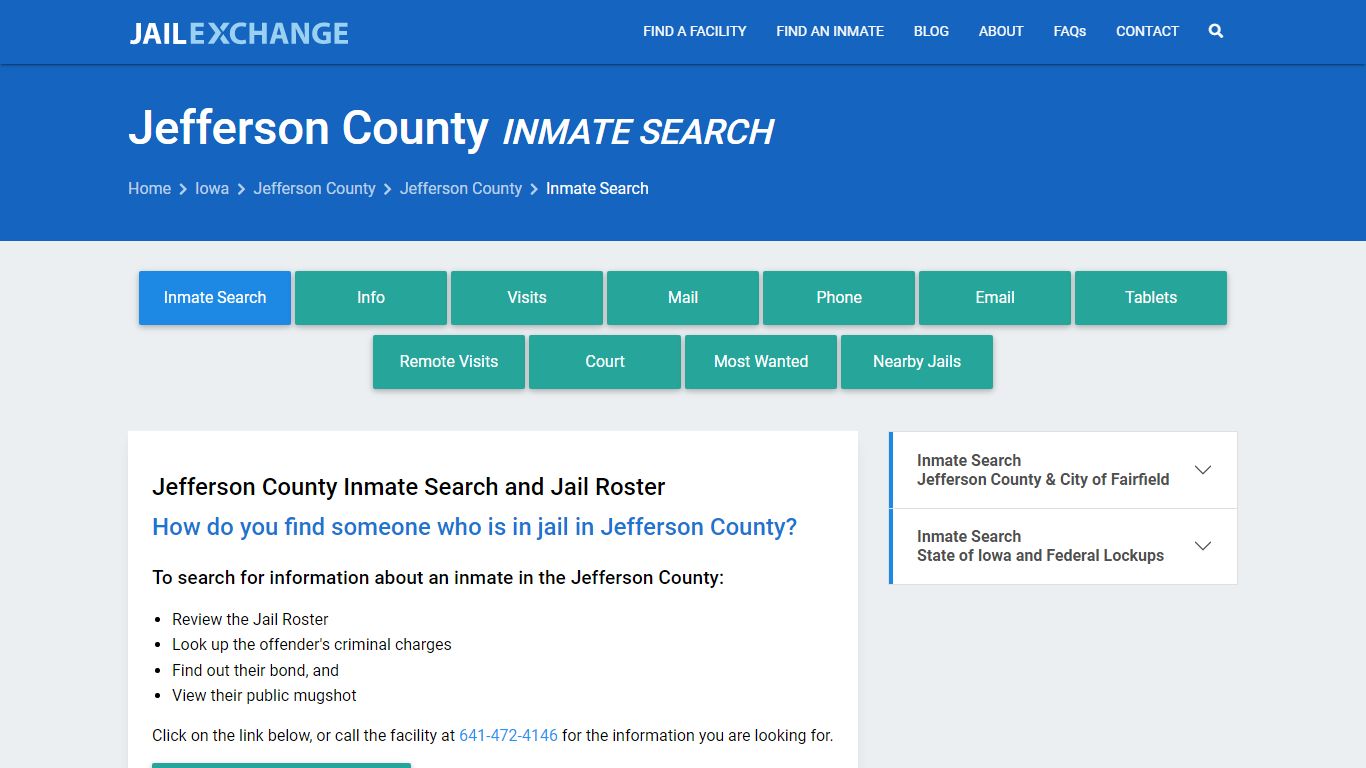 Inmate Search: Roster & Mugshots - Jefferson County, IA - Jail Exchange