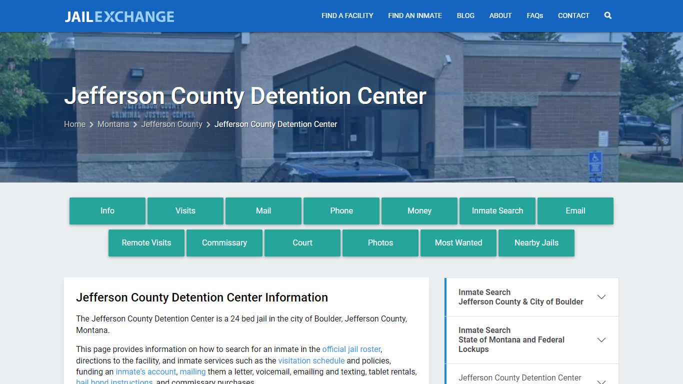 Jefferson County Detention Center, MT Inmate Search, Information