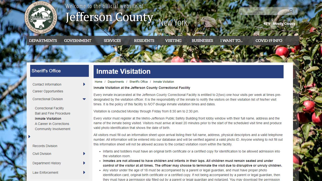 Welcome to Jefferson County, New York - Inmate Visitation
