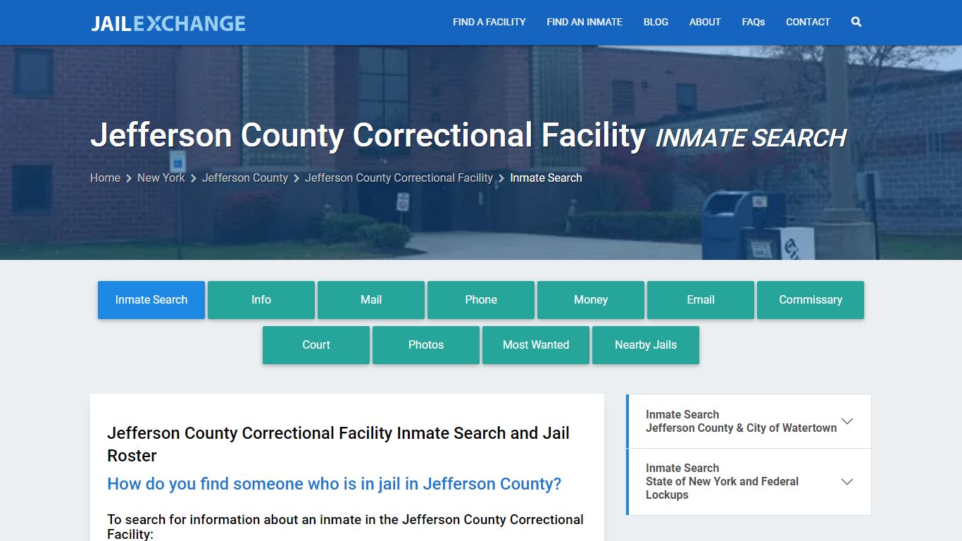 Jefferson County Correctional Facility Inmate Search - Jail Exchange