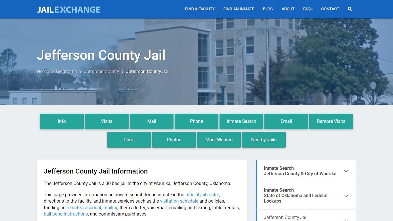 Jefferson County Jail, OK Inmate Search, Information
