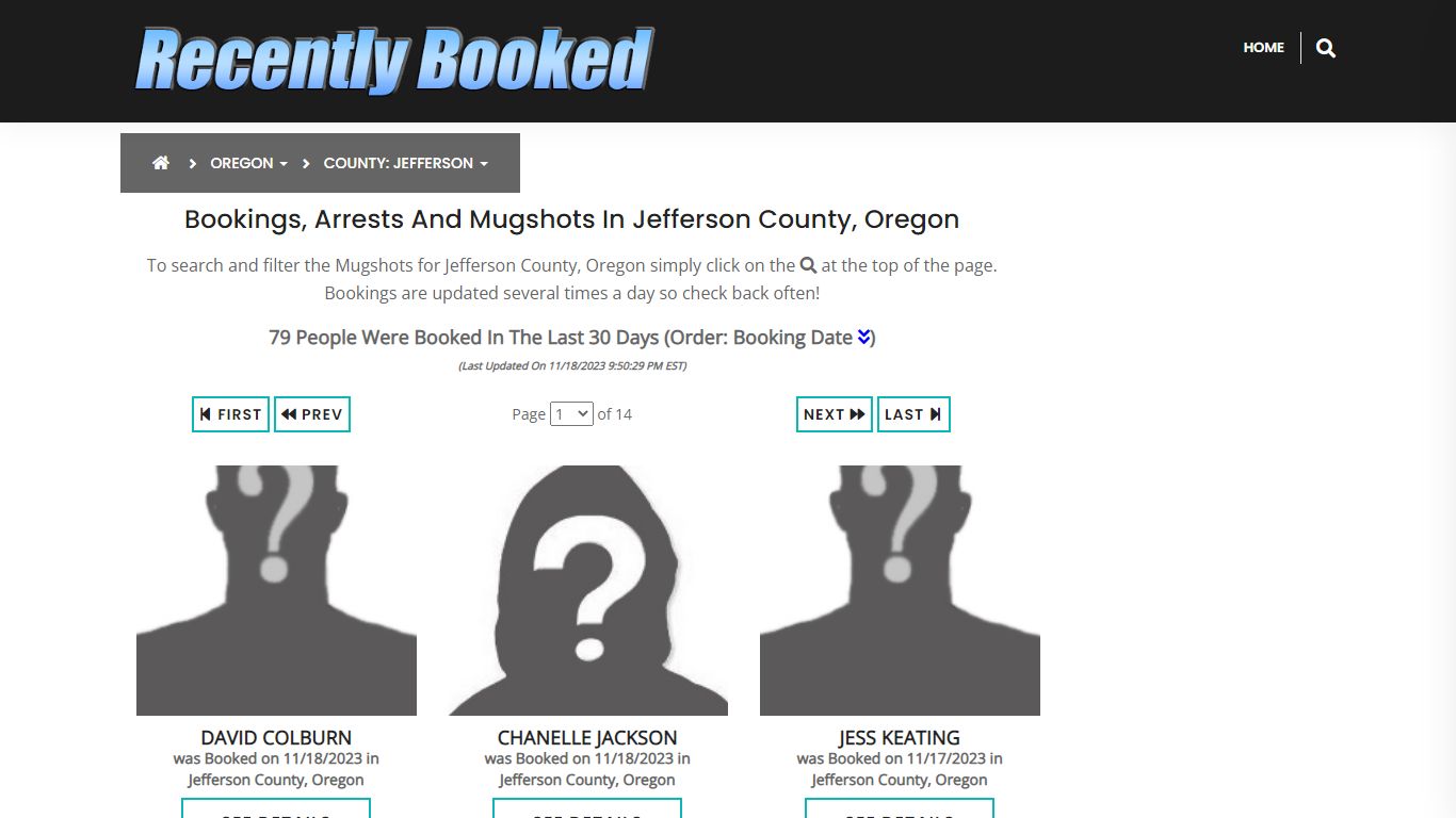 Recent bookings, Arrests, Mugshots in Jefferson County, Oregon