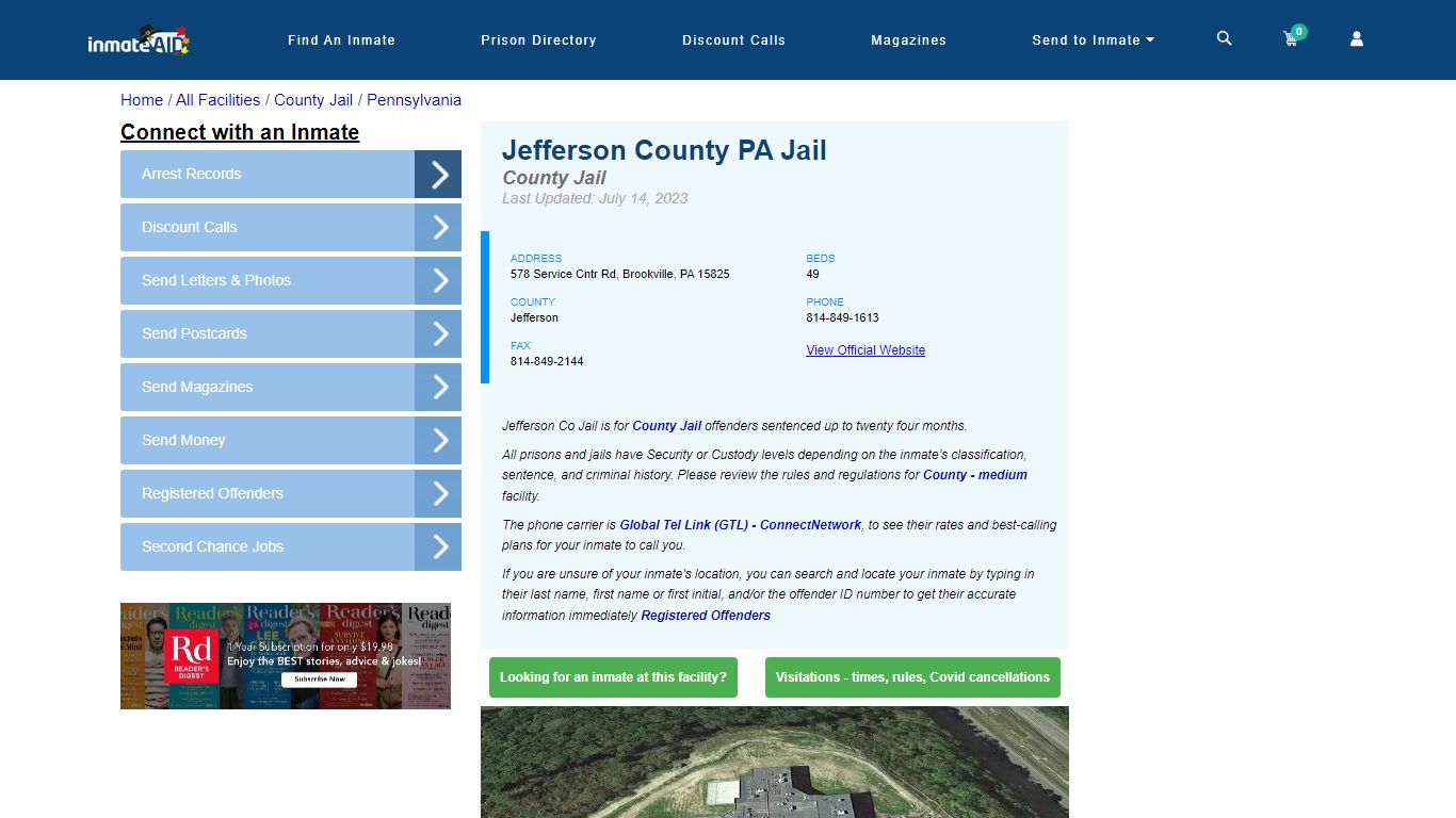 Jefferson County PA Jail - Inmate Locator - Brookville, PA