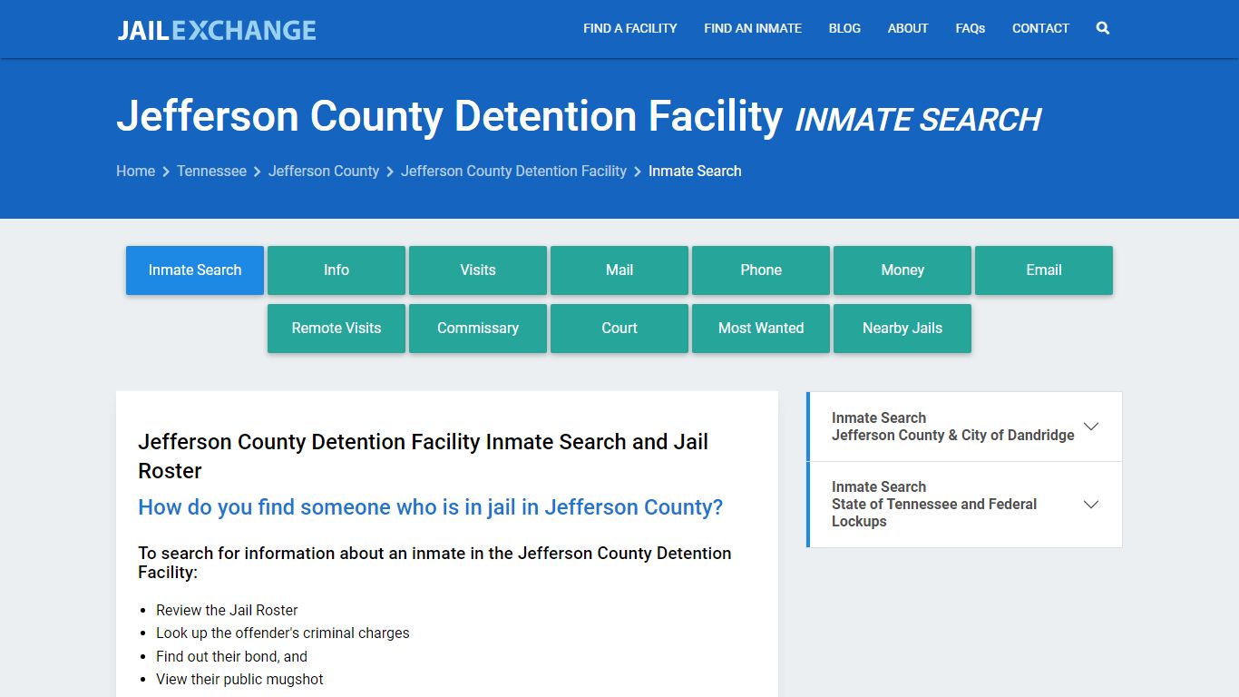 Jefferson County Detention Facility Inmate Search - Jail Exchange