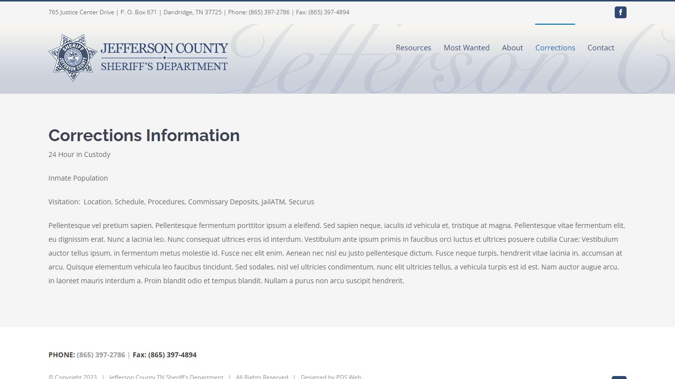 Corrections Info – Jefferson County TN Sheriff Department
