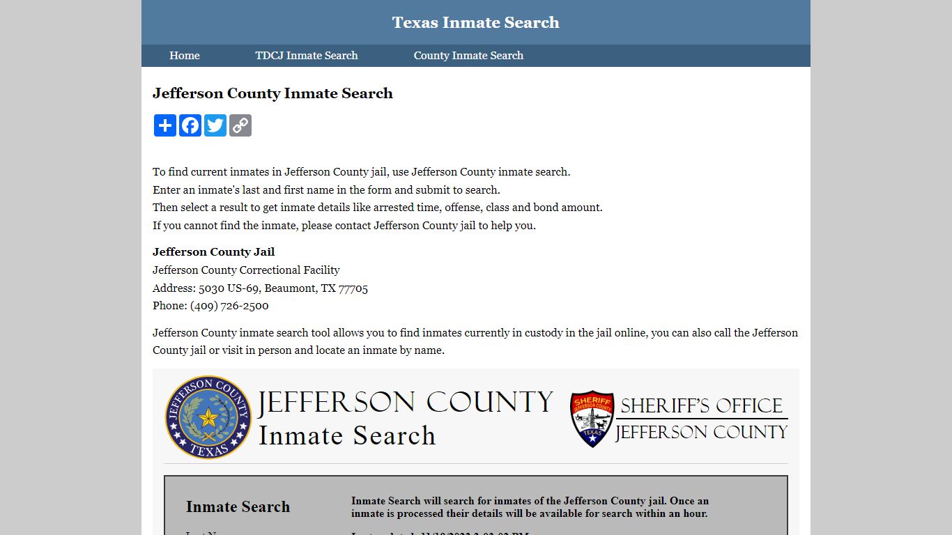 Jefferson County Inmate Search