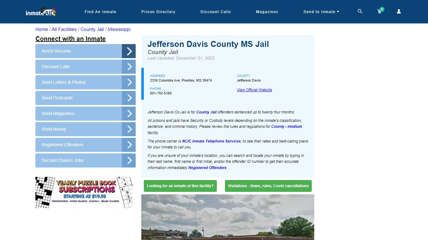 Jefferson Davis County MS Jail - Inmate Locator - Prentiss, MS