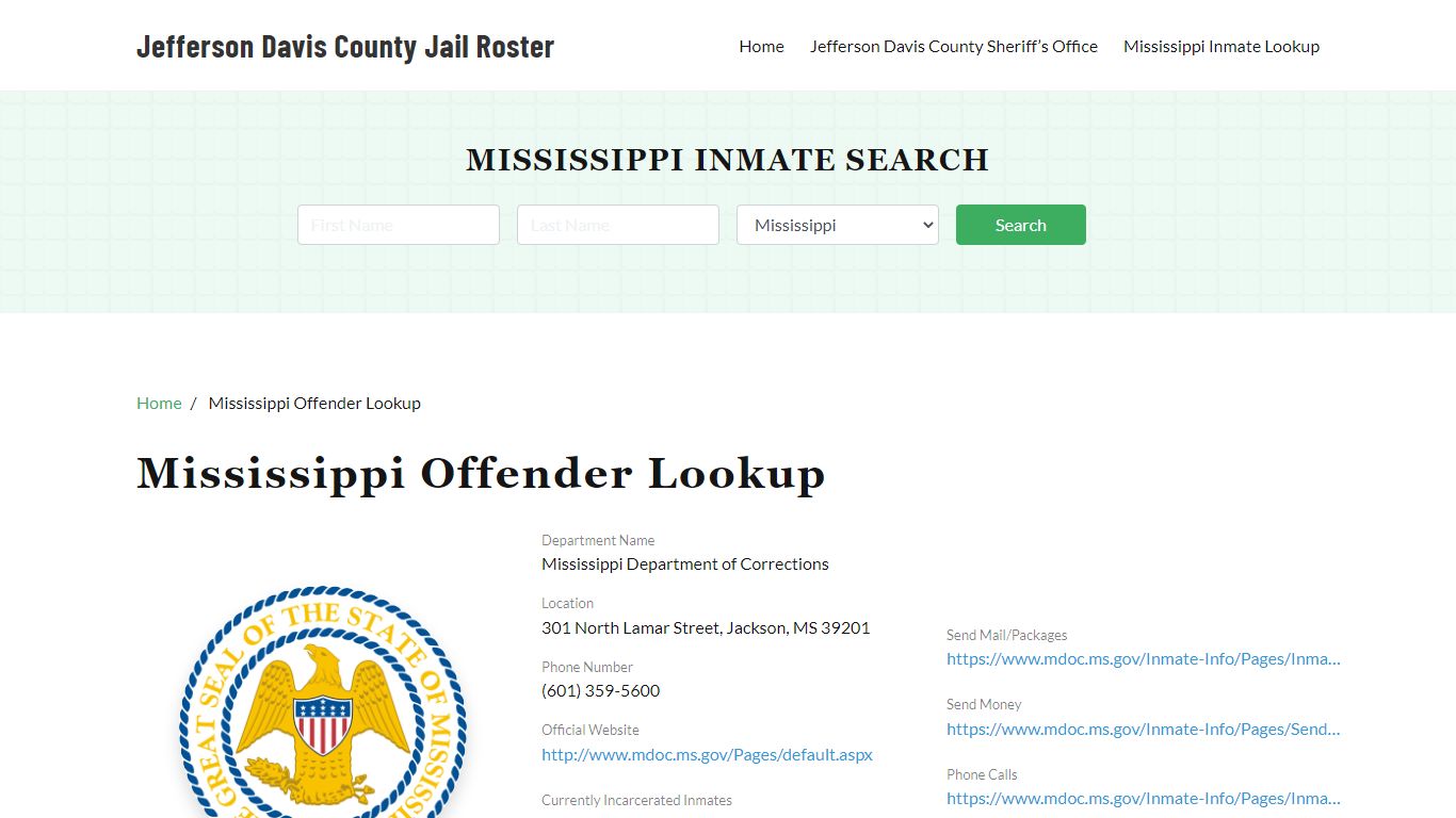 Mississippi Inmate Search, Jail Rosters