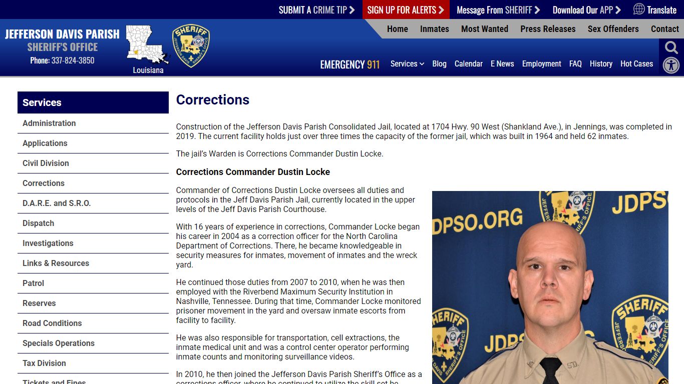 Corrections - Jefferson Davis Parish Sheriff's Office