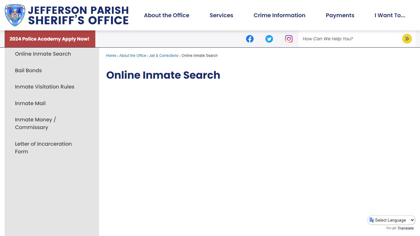 Online Inmate Search | Jefferson Parish Sheriff, LA - JPSO