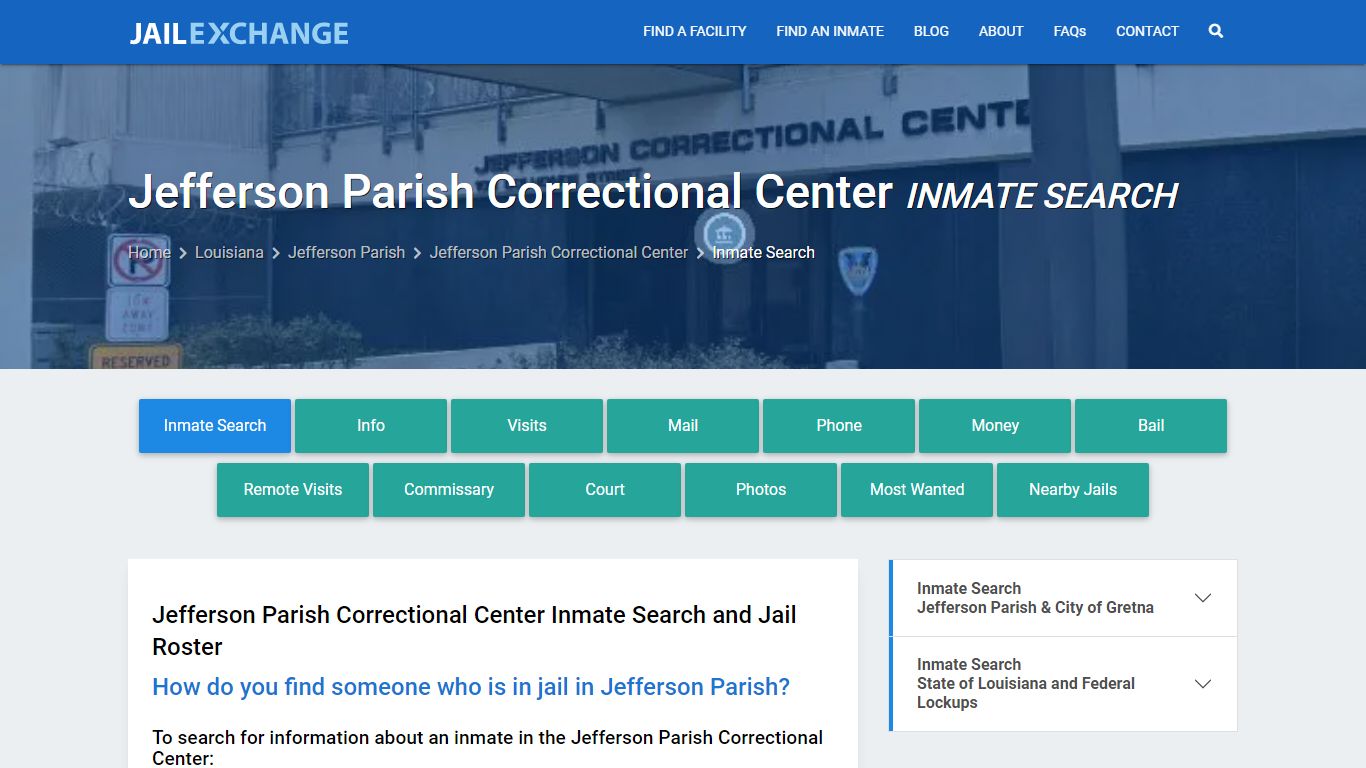 Jefferson Parish Correctional Center Inmate Search - Jail Exchange