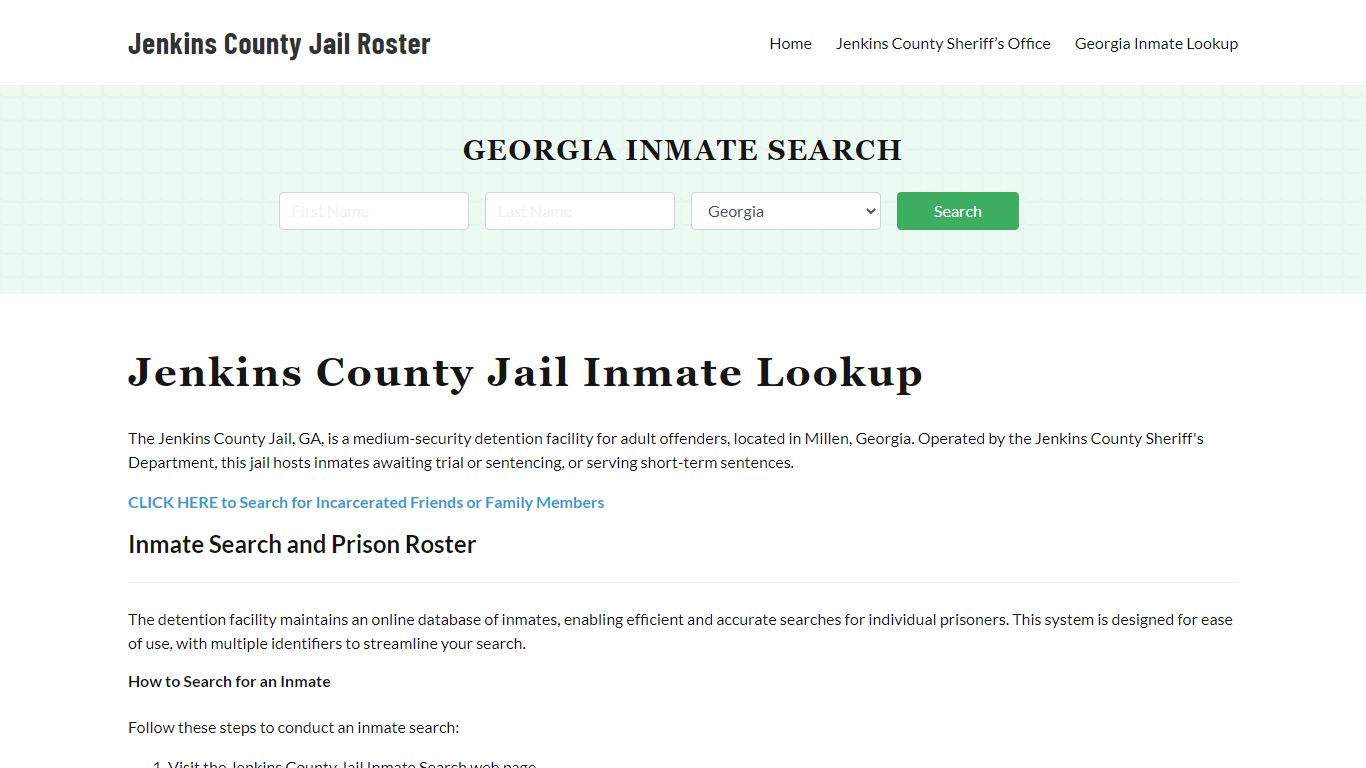 Jenkins County Jail Roster Lookup, GA, Inmate Search