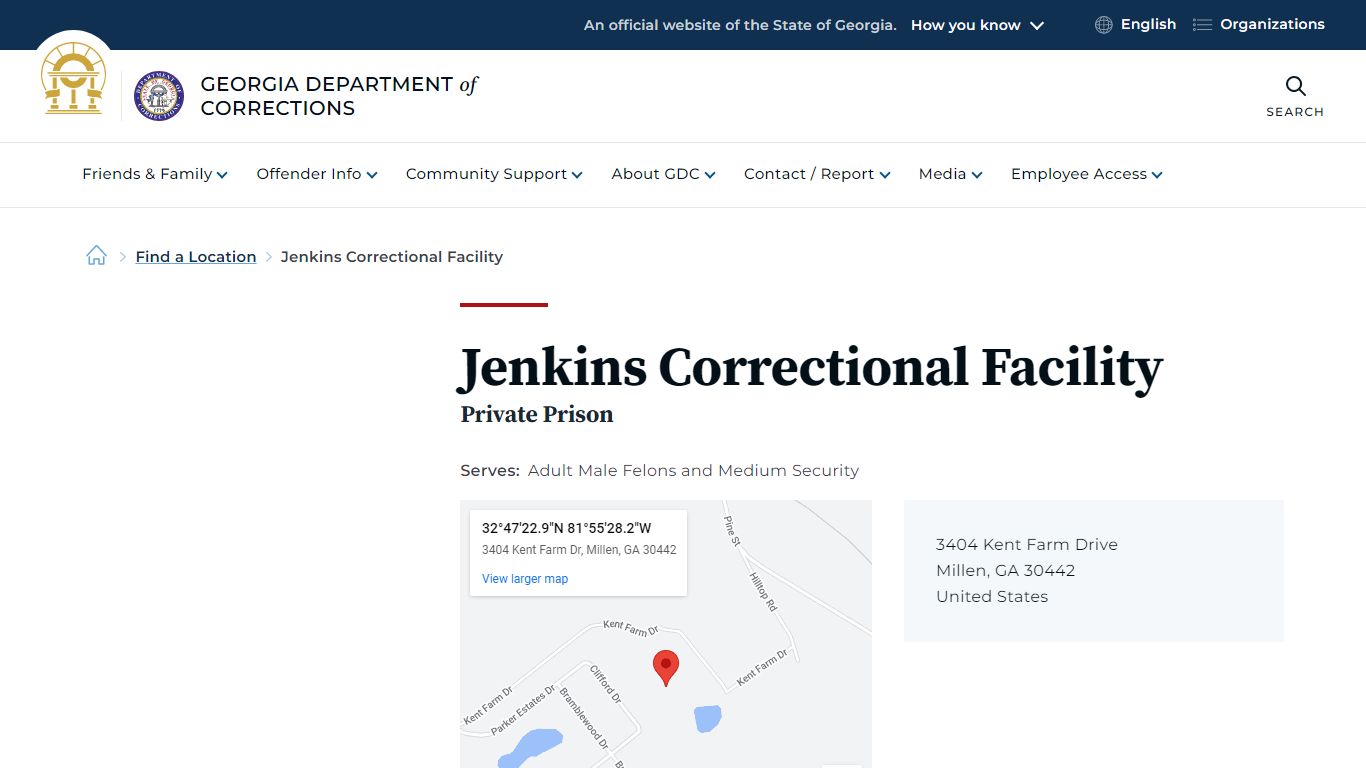 Jenkins Correctional Facility | Georgia Department of Corrections