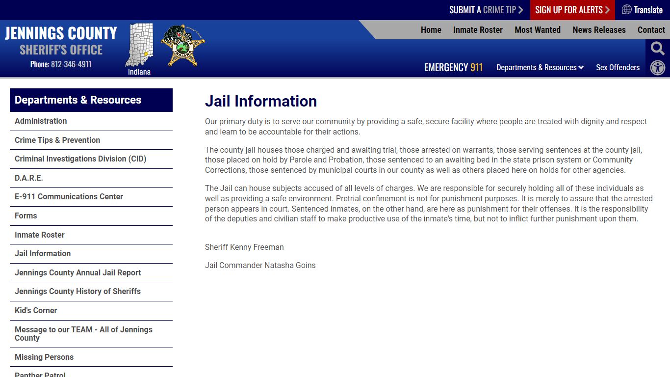 Jail Information | Jennings County IN Sheriff