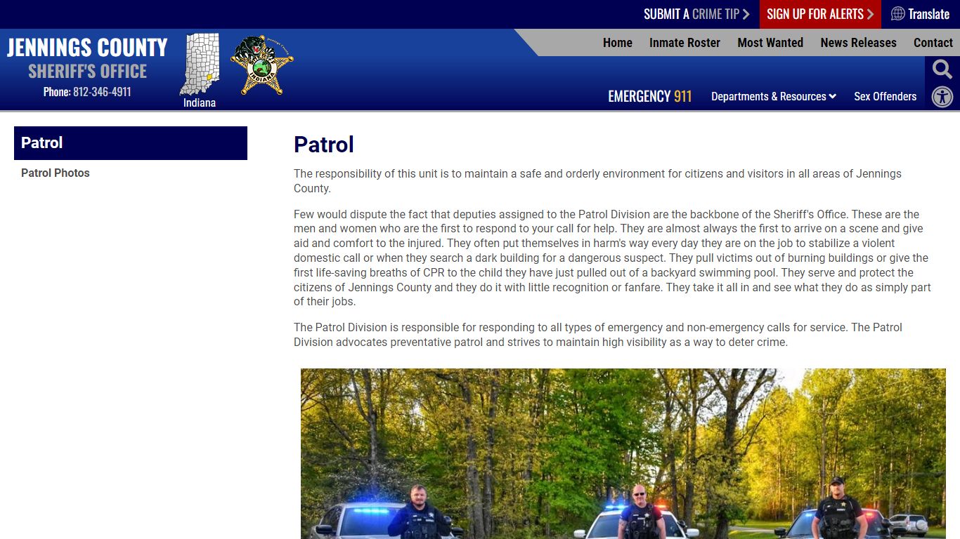 Patrol | Jennings County IN Sheriff