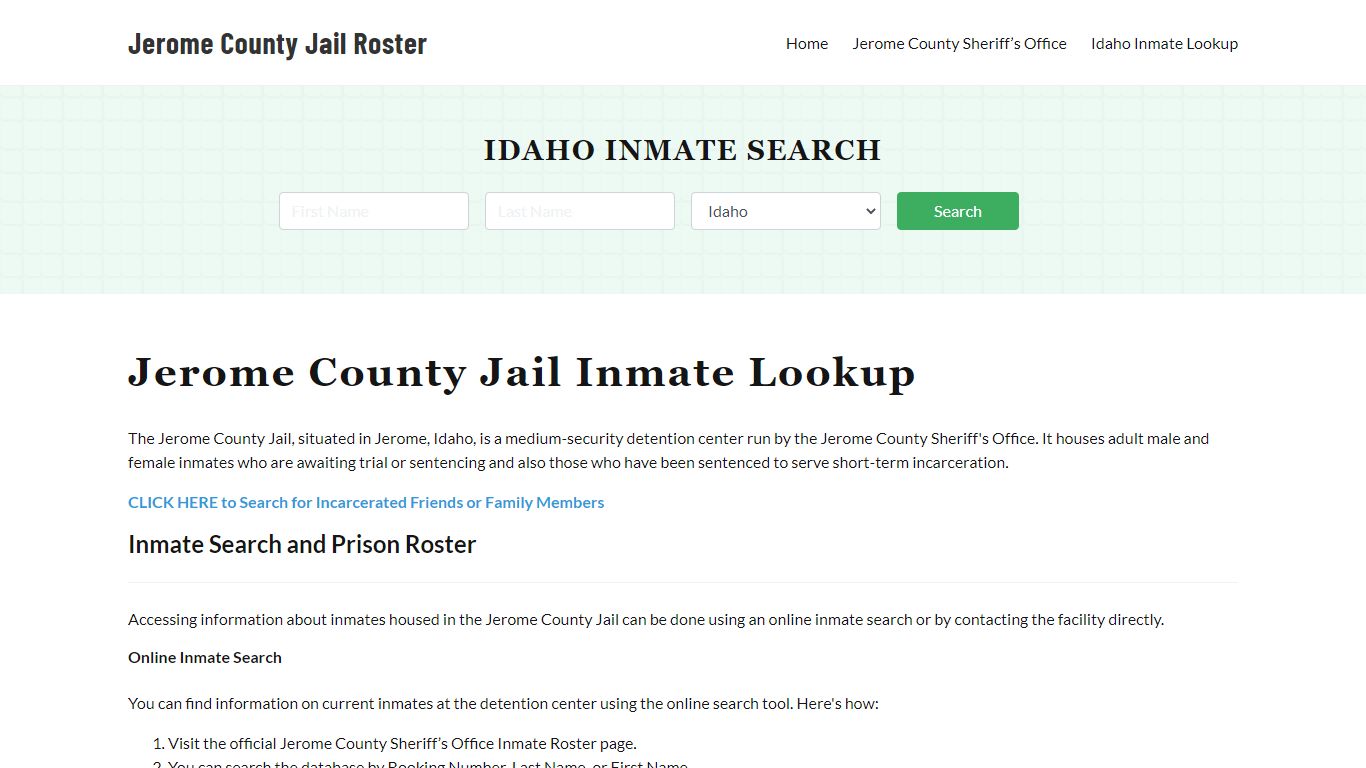 Jerome County Jail Roster Lookup, ID, Inmate Search