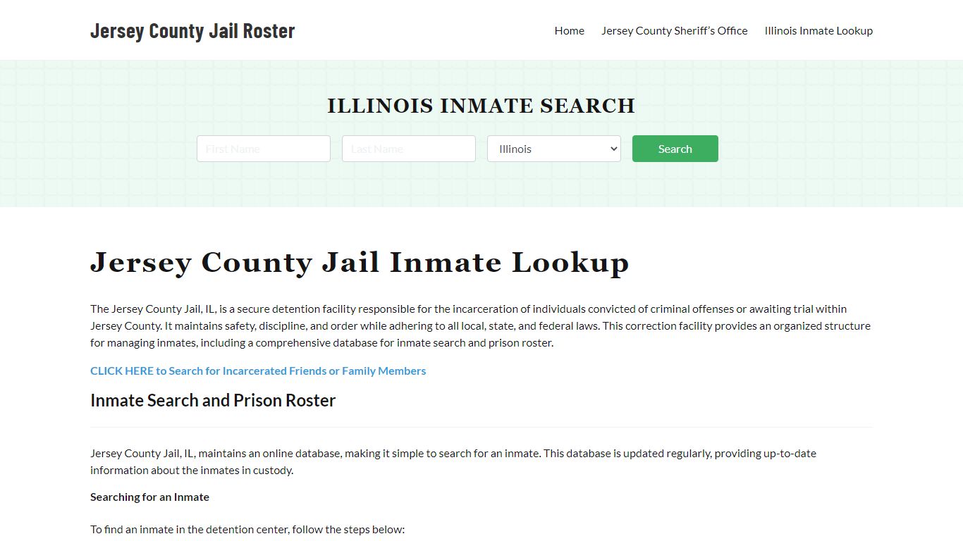Jersey County Jail Roster Lookup, IL, Inmate Search
