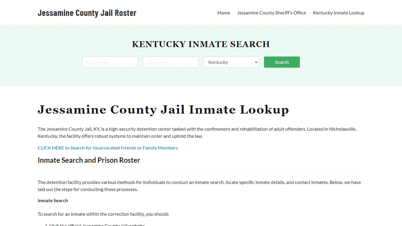 Jessamine County Jail Roster Lookup, KY, Inmate Search