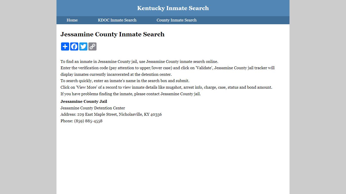 Jessamine County Inmate Search