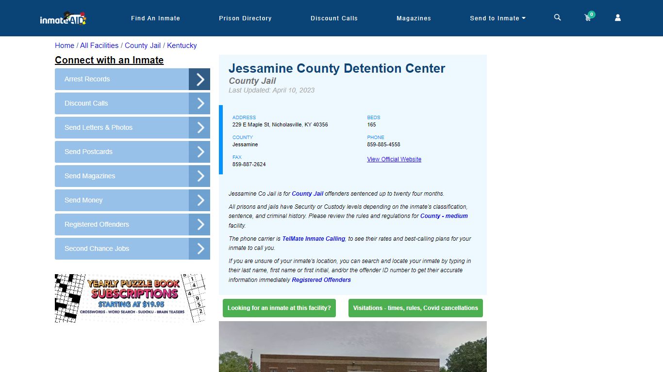 Jessamine County Detention Center - Inmate Locator - Nicholasville, KY