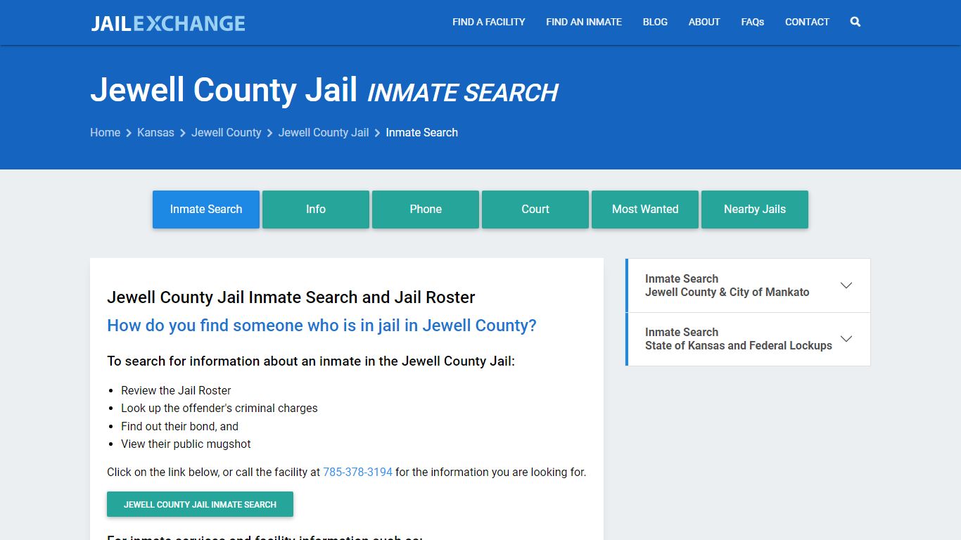 Inmate Search: Roster & Mugshots - Jewell County Jail, KS