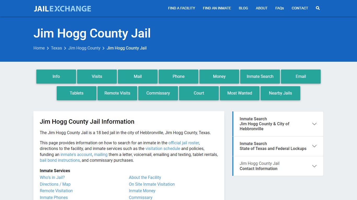 Jim Hogg County Jail, TX Inmate Search, Information