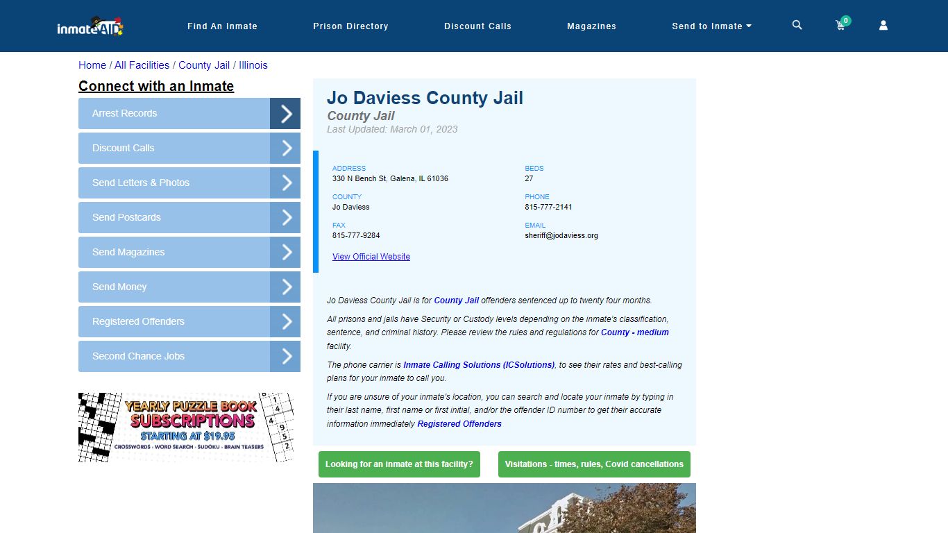 Jo Daviess County Jail - Inmate Locator - Galena, IL