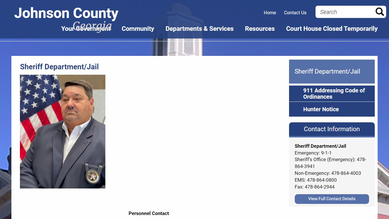 Sheriff Department/Jail | Johnson County Georgia