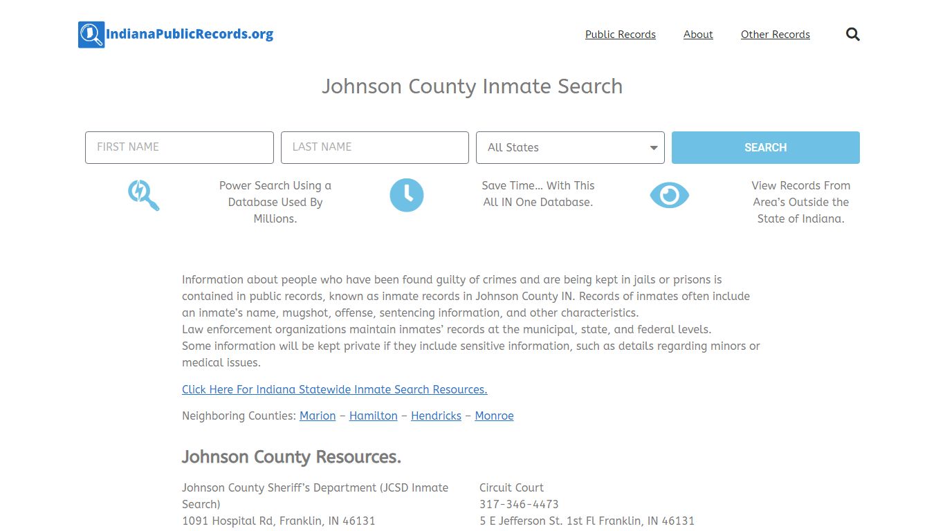 Johnson County Inmate Search - JCSD IN Current & Past Jail Records