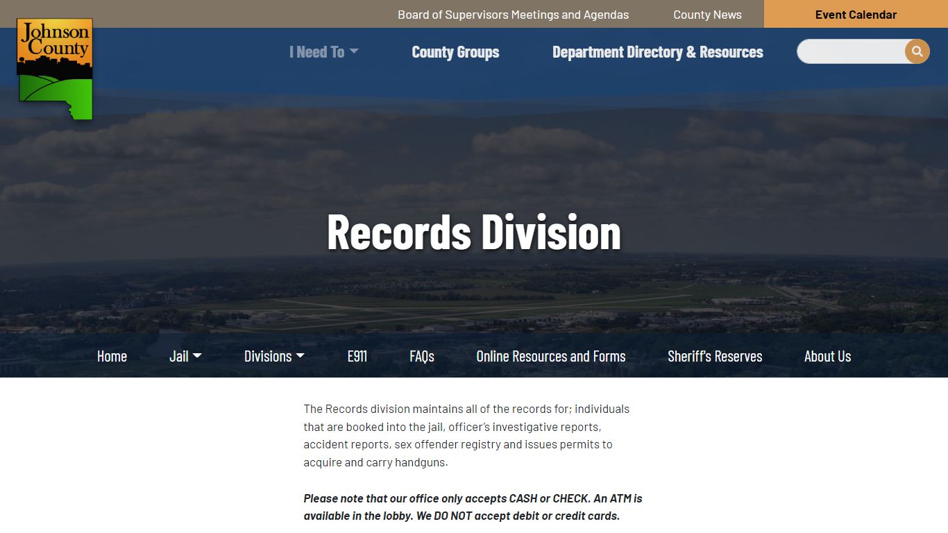 Records Division - Sheriff's Dept. - Johnson County, Iowa