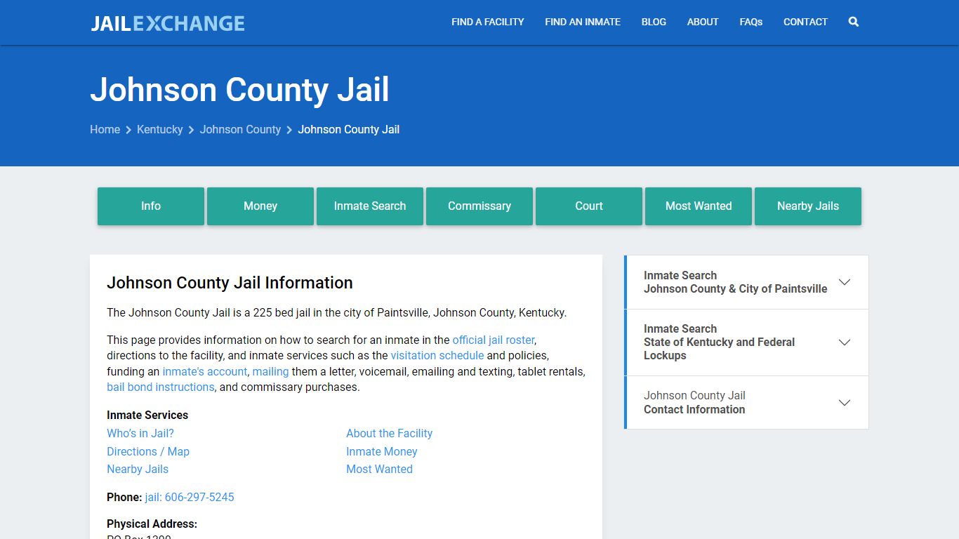 Johnson County Jail, KY Inmate Search, Information