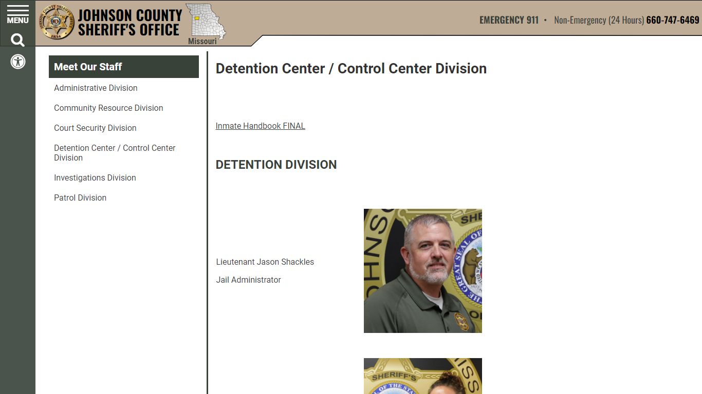Detention Center / Control Center Division | Johnson County Sheriff MO