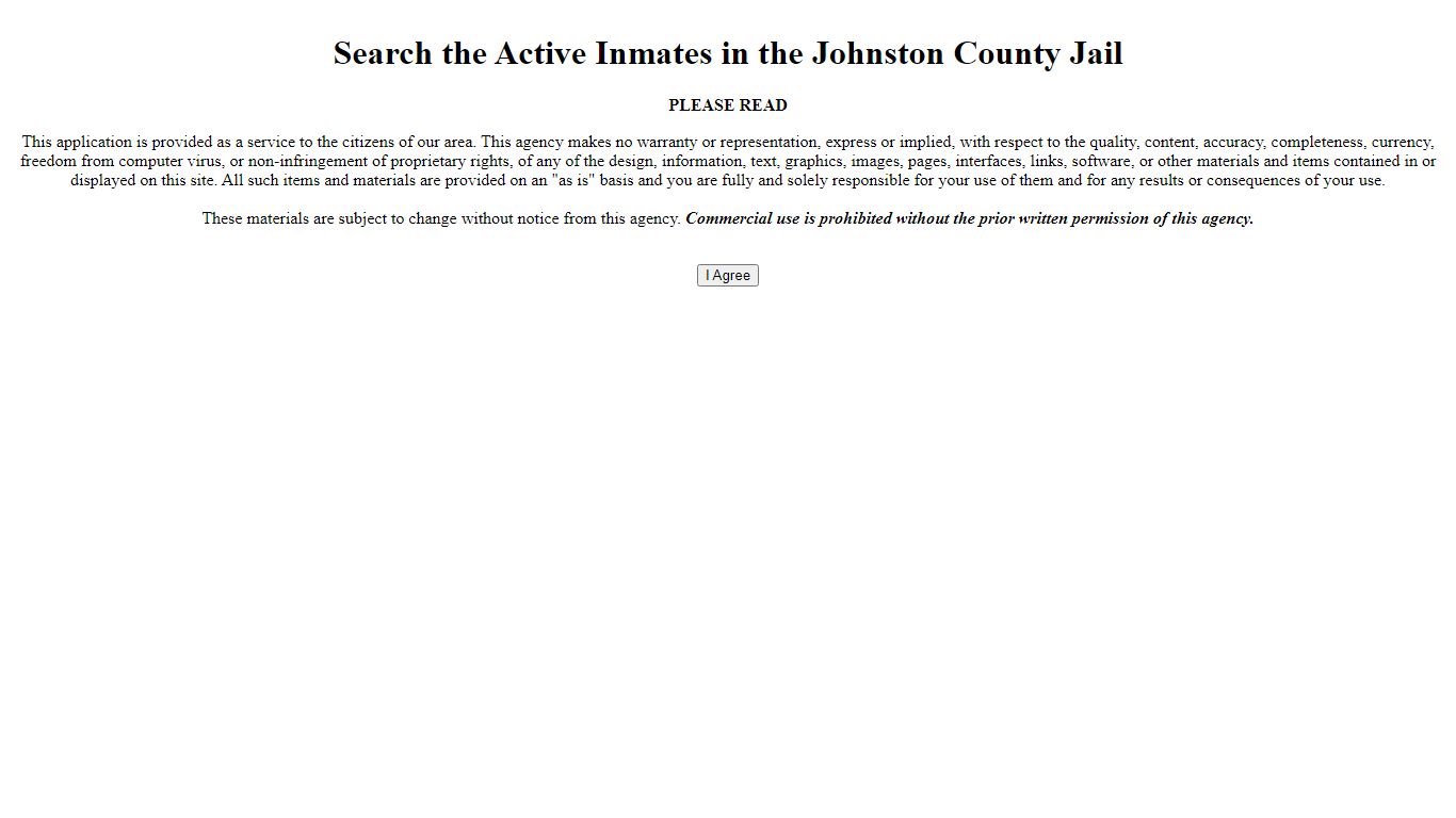 Search the Active Inmates in the Johnston County Jail