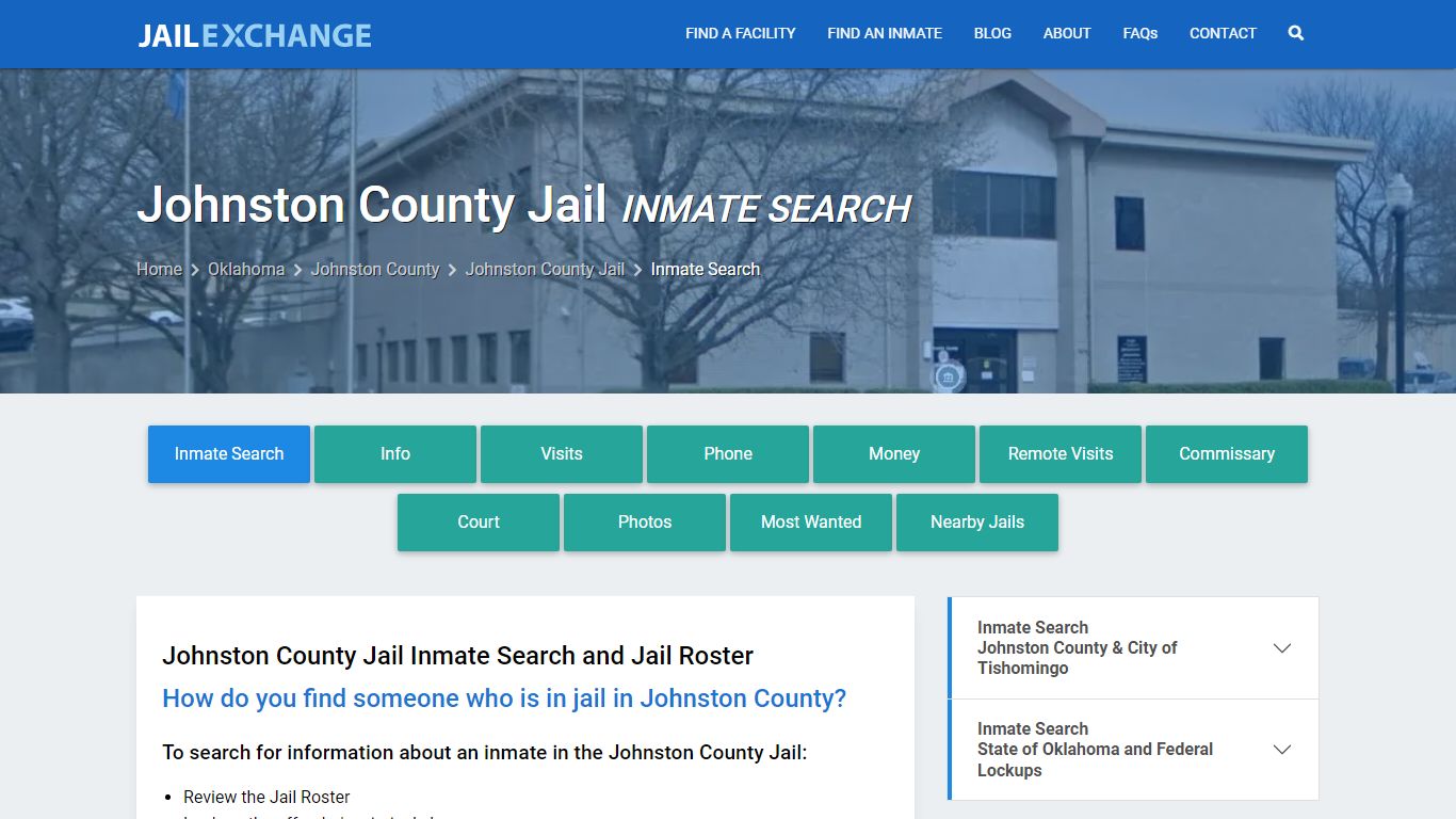 Inmate Search: Roster & Mugshots - Johnston County Jail, OK
