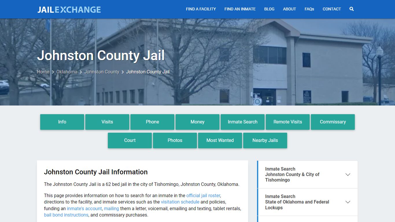 Johnston County Jail, OK Inmate Search, Information