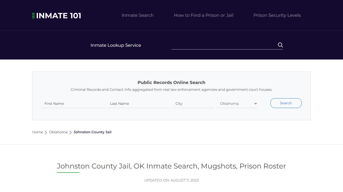 Johnston County Jail, OK Inmate Search, Mugshots, Prison Roster