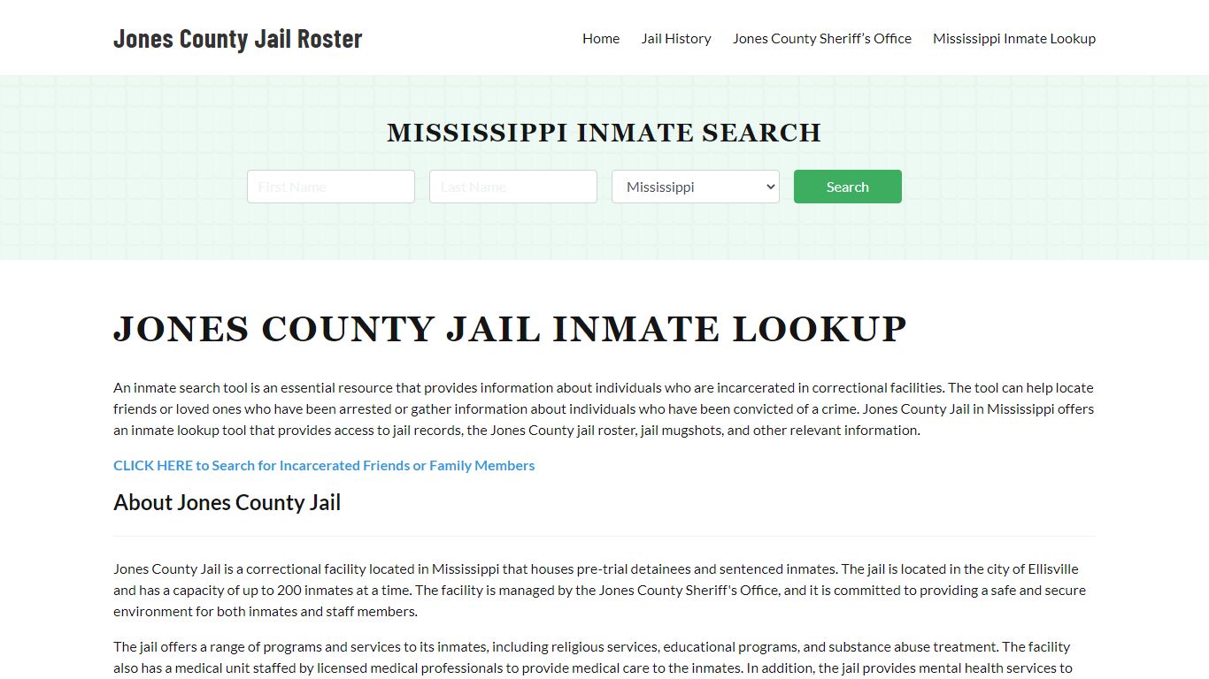 Jones County Jail Roster Lookup, MS, Inmate Search