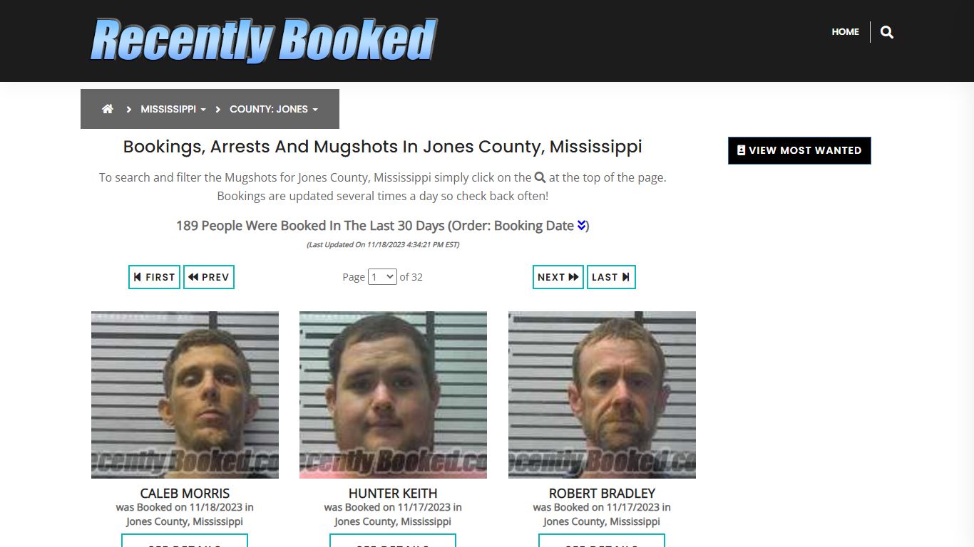 Bookings, Arrests and Mugshots in Jones County, Mississippi