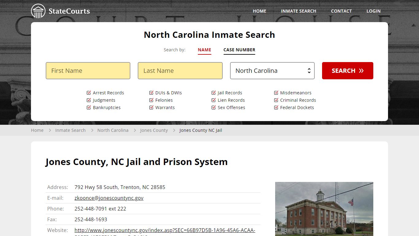 Jones County NC Jail Inmate Records Search, North Carolina - StateCourts