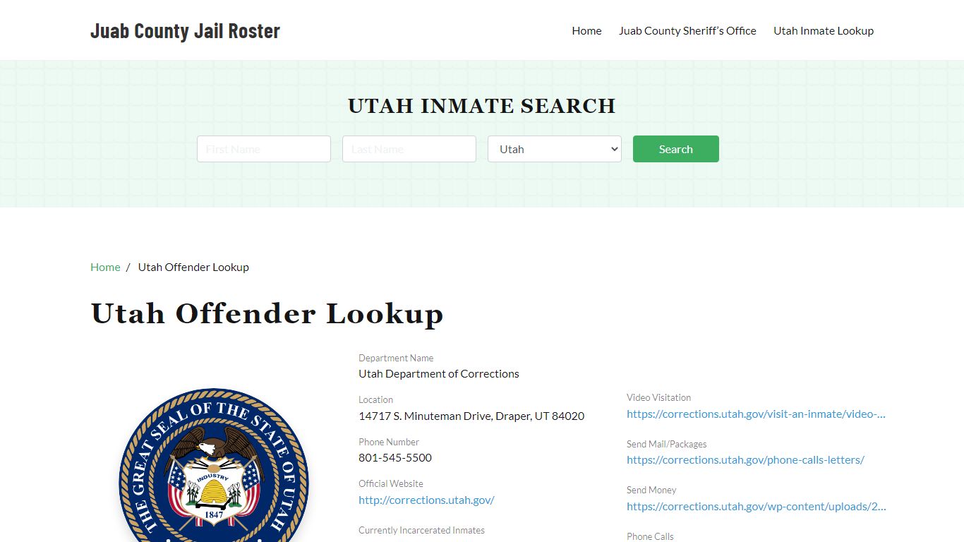 Utah Inmate Search, Jail Rosters