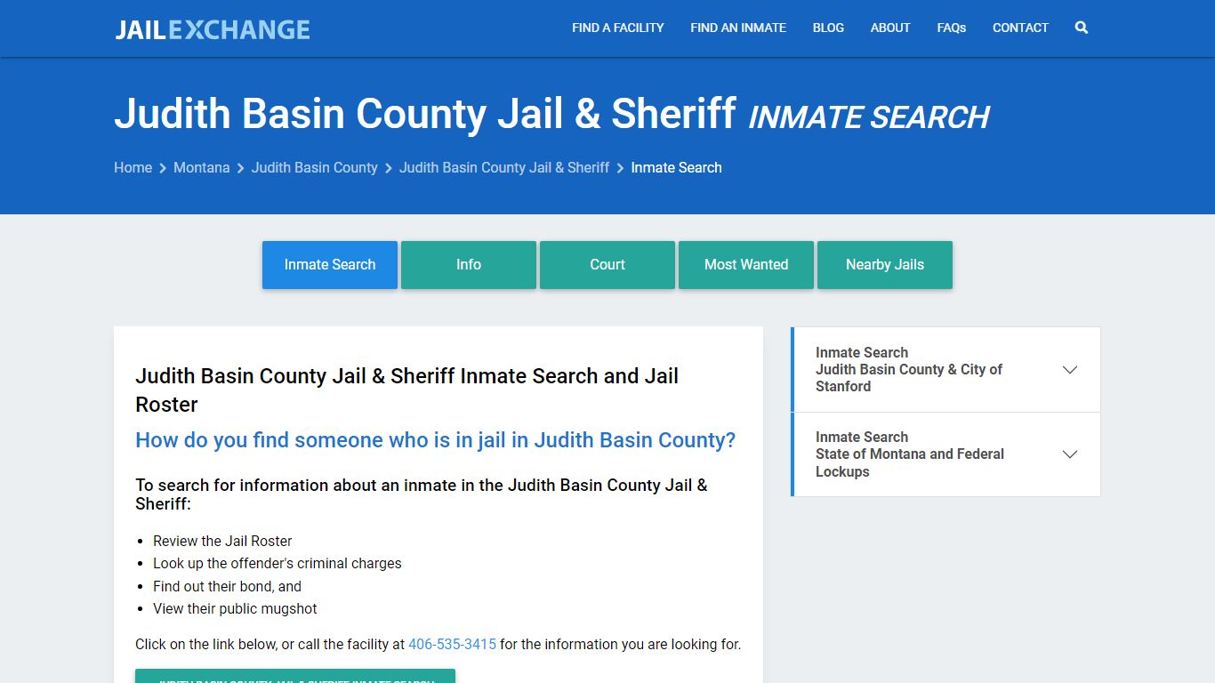 Judith Basin County Jail & Sheriff Inmate Search - Jail Exchange