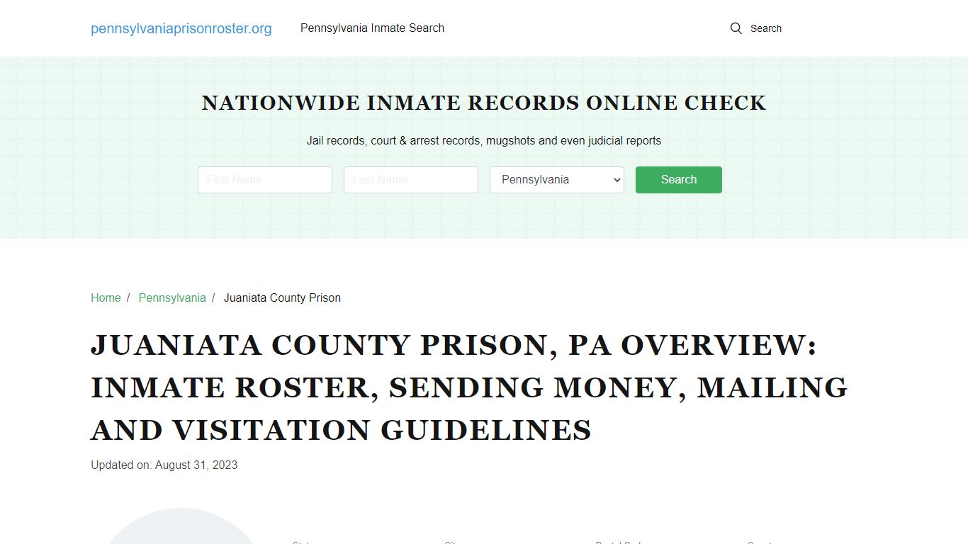 Juaniata County Prison, PA: Offender Search, Visitation & Contact Info