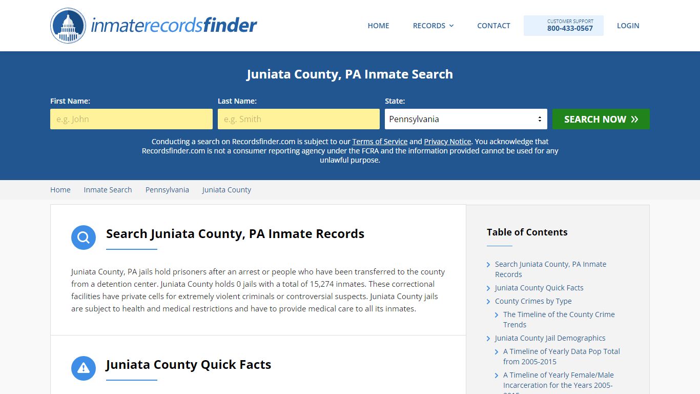 Juniata County, PA Inmate Lookup & Jail Records Online