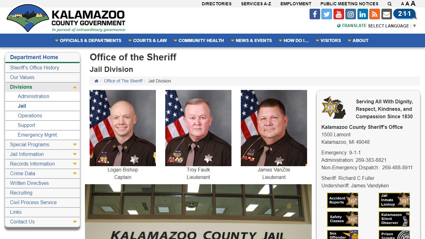 Jail Division - Office of the Sheriff - Kalamazoo Michigan County ...