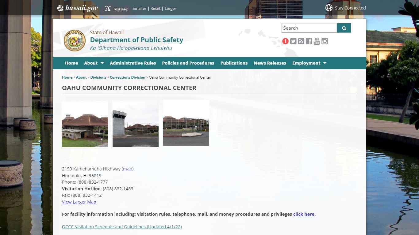 Department of Public Safety | Oahu Community Correctional Center