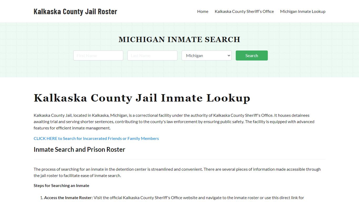 Kalkaska County Jail Roster Lookup, MI, Inmate Search