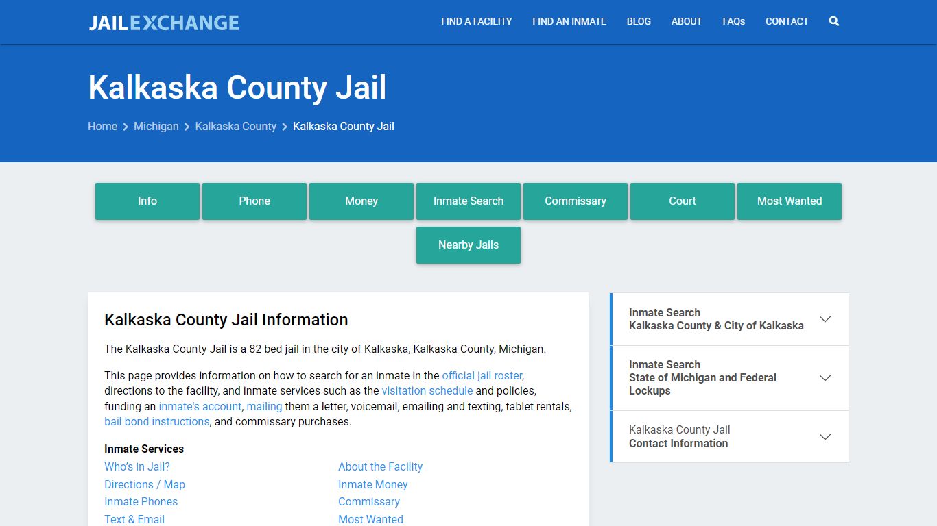 Kalkaska County Jail, MI Inmate Search, Information